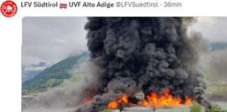 Incendio a Bolzano, fumo intenso: “Tenere porte e finestre chiuse”