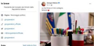 Meloni posta sui social biglietto della figlia e scrive: “Mia forza e mio sostegno”
