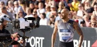 Jacobs vola a Turku: vince 100 metri e scende sotto i 10 secondi