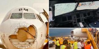 Paura su volo Palma-Vienna, grandinata disintegra il muso dell’aereo – Video