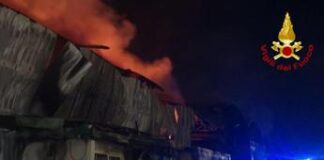 Roma, incendio nella notte a San Basilio: capannone in fiamme