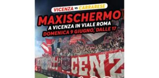 Domenica 9 giugno maxischermo in viale Roma per il ritorno tra L.R Vicenza e Carrarese