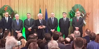 Visita di stato di Mattarella in Brasile: successo memorabile anche a Rio Grande do Sul, abitato da discendenti immigrati veneti, lombardi e trentini Il presidente Sergio Mattarella parla a San Paolo, una delle mete della sua visita in Brasile (foto Patricia Arnò)