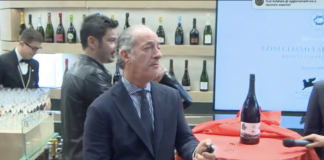 Prosecco DOCG: brindisi ufficiale alla Mostra del Cinema di Venezia. Luca Zaia: un protagonista al fianco delle star mondiali Prosecco DOCG, brindisi ufficiale alla Mostra del Cinema di Venezia (frame Rai Regione)