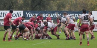 Serie A Elite: la Rangers Rugby Vicenza c’è, Colorno piegato 26-11 e prima vittoria di sempre nel massimo campionato Rangers Rugby Vicenza, una mischia col Colorno (Foto di Andrea Zambon )