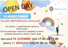 Open day scuole infanzia di Vicenza il 4 dicembre e l’11 gennaio. Assessore Selmo: «Per le famiglie occasione di conoscenza e confronto» Open day scuole infanzia di Vicenza il 4 dicembre e l’11 gennaio