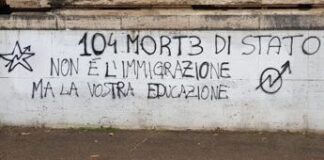 Scritte contro Valditara al ministero dell’Istruzione, simboli anarchici e stella a 5 punte