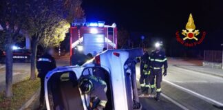 Incidente stradale a Schio oggi: automobile ribaltata, ferite due donne. Intervento dei Vigili del Fuoco incidente schio oggi