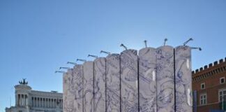 Roma, silos cantiere piazza Venezia Metro C diventano ‘tele’ d’arte contemporanea