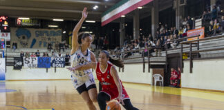 Basket femminile, serie A2. Velcofin Interlocks Vicenza affronta Bolzano per l’aggancio all’ottavo posto Alice Peserico in azione durante Umbertide - Velcofin Interlocks Vicenza
