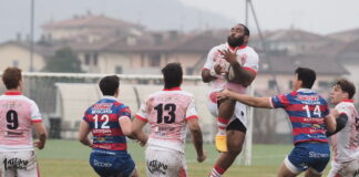 Serie A Elite: Rangers Rugby Vicenza lotta ma cede a Rovigo 16-2 , sconfitta di misura con 1 punto nella prima di ritorno Rangers Rugby Vicenza in azione con la Femi Rovigo