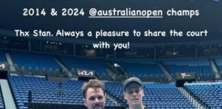 Sinner si allena con Wawrinka: “Grazie Stan, un onore condividere il campo con te”