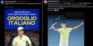 Sinner trionfa agli Australian Open: da Tajani a Meloni, esulta la politica