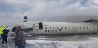 Aereo si ribalta in atterraggio, incidente a Toronto