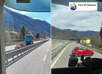 Auto contromano sulla Valsugana, camionista mette di traverso il suo tir e la blocca