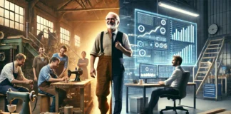 Paròn o manager: la rarefazione del legame aziendale in Veneto Paròn e manager (immagine costruita con l'AI)