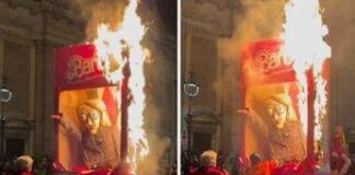 Fantoccio di Giorgia Meloni bruciato al ‘Carnevale liberato’ di Poggio Mirteto