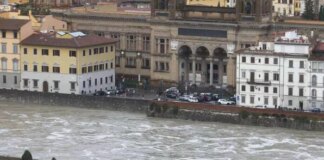 Maltempo, colmo di pieno dell’Arno previsto in serata a Firenze