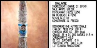 Salame stagionato con frammenti di spugna, richiamato un lotto