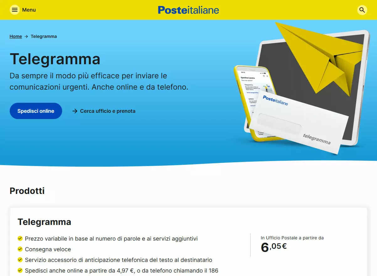 telegramma poste italiane