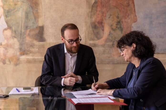 Giovanni Diamanti e Francesca Lazzari (foto Marco Zorzanello) Giovanni Diamanti Fondazione Nonte di pietà e Francesca Lazzari Fondazione Roi