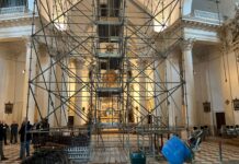 Riqualificazione di Santa Maria in Araceli, sopralluogo del sindaco di Vicenza. Il Comune ha contribuito con circa 46.000 euro ai lavori cantiere chiesa santa maria in araceli