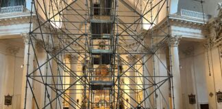 Riqualificazione di Santa Maria in Araceli, sopralluogo del sindaco di Vicenza. Il Comune ha contribuito con circa 46.000 euro ai lavori cantiere chiesa santa maria in araceli