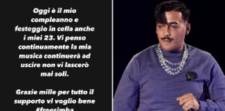 Simba La Rue compie 23 anni, il messaggio dal carcere: “Festeggio in cella”