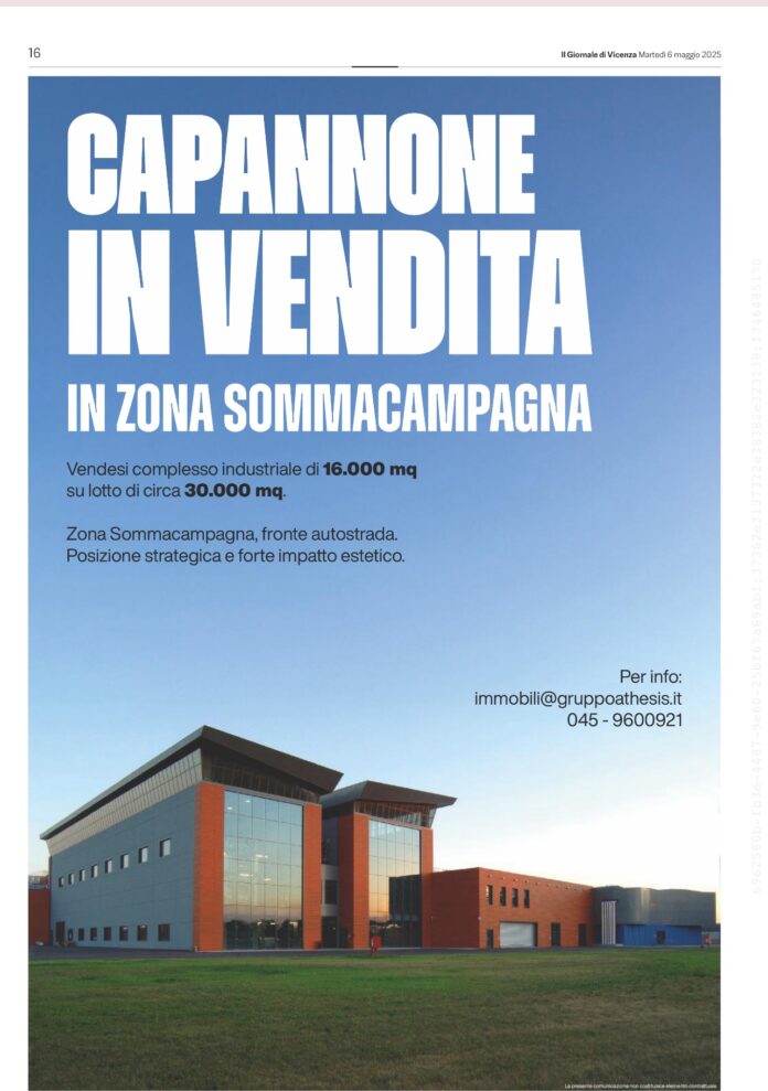 Tipografia del Giornale di Vicenza e del gruppo Athesis in vendita Tipografia del Giornale di Vicenza e del gruppo Athesis in vendita