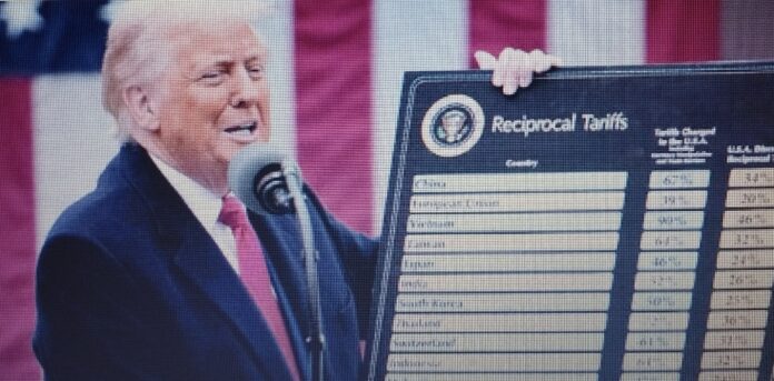 Trump e la tabella sui dazi Trump e la tabella sui dazi