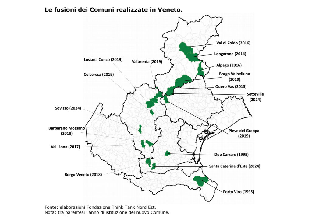 fusioni tra comuni in veneto