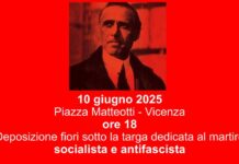Commemorazione a Vicenza di Giacomo Matteotti a 101 anni dall’uccisione: il 10 giugno mazzo di fiori sotto targa del martire socialista Fiori a Giacomo Matteotti