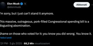 Musk: la politica interna di Trump ci porterà alla bancarotta
