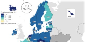 Come sta il lavoro in Italia (e dove sta andando) Cartina sul tasso do occupazione in Europa