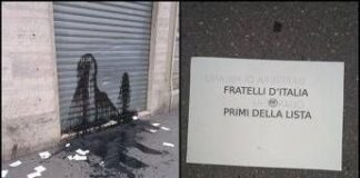 Torino, picconate contro la sede Fratelli d’Italia: olio esausto e volantini minatori – Foto