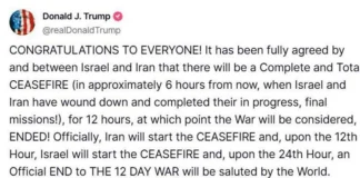 Iran, Israele e la ‘pace su Truth’: cessate il fuoco è un annuncio di Trump iran israele