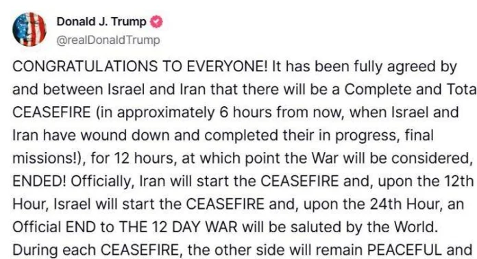 trump_post_tregua_israele_iran iran israele