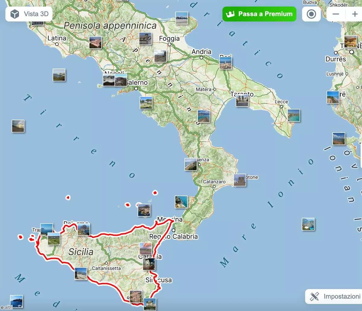 mappa fotografica spiagge Sicilia