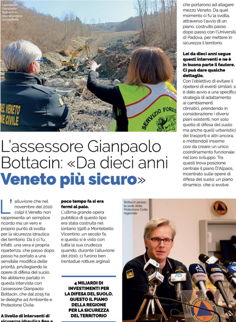 Gianpaolo Bottacin su 7 del Corriere della Sera, prima pagina del servizio del servizio publiredazionale di CairoRcs Media
