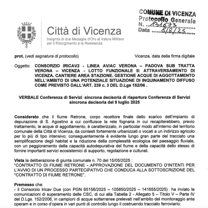 Conferenza di Servizi sincrona decisoria di riapertura Conferenza di Servizi sincrona decisoria del 9 luglio 2025 con rischi PFAS Conferenza di Servizi sincrona decisoria di riapertura Conferenza di Servizi sincrona decisoria del 9 luglio 2025 con rischi PFAS