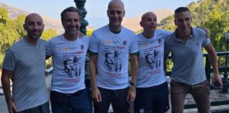 Guardiola a Palermo in visita al Santuario di Santa Rosalia con la maglia di Falcone e Borsellino