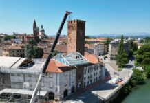 Auditorium Canneti, avanza la riqualificazione. Completato il montaggio delle nuove capriate sul tetto del Palazzo del Territorio auditorium Canneti nuove capriate