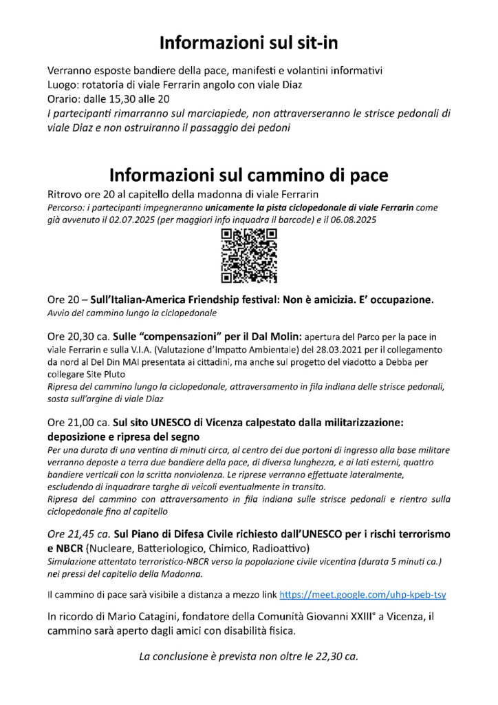 Programma sit-in contro il cosiddetto Festival dell'amicizia