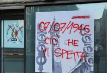 Minacce su vetrina del Movimento Italia Sociale Vicenza: Deghenghi condanna l’odio politico. Ma anche lui minaccia: “Non dimenticheremo” Vetrina Movimento Italia Sociale con minacce