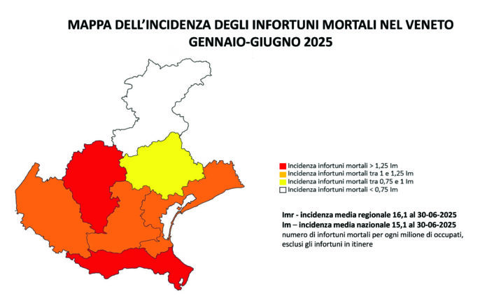 Statistiche infortuni sul lavoro: indice incidenza sulla popolaz morti sul lavoro in veneto