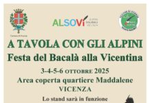 A tavola con gli Alpini: torna la Festa del Bacalà alla Vicentina dal 3 al 6 ottobre all’area coperta di Strada Maddalene 49 Locandina Bacalà alla Vicentina con gli alpini 2025
