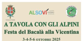 A tavola con gli Alpini: torna la Festa del Bacalà alla Vicentina dal 3 al 6 ottobre all’area coperta di Strada Maddalene 49 Locandina Bacalà alla Vicentina con gli alpini 2025