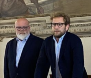 Da sx Daniele Ferrarin col sindaco Giacomo Possamai nel giorno dell'annuncio della sua delega "esterna"