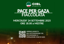 Cisl Veneto, domani fiaccolata a Mestre per Gaza. Paglini: “Quello che sta succedendo è una ferita dell’umanità” cisl veneto fiaccolata gaza