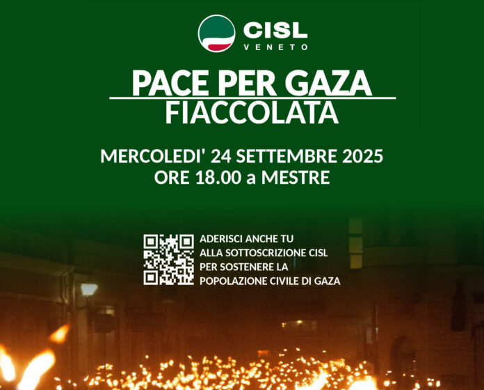 cisl veneto fiaccolata gaza
